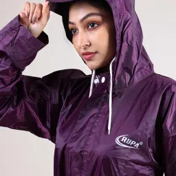 rupa Rainsuit Women Waterproof PVC Raincoat with Hood & Carry Bag | Lightweight Rainwear for Women with Front Zip | Solid Color | Standard Length | Pack of 1 image 4