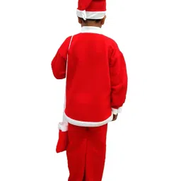 BookMyCostume Santa Claus Dress Set of 4 (Jacket, Bottom, Bag, & Cap) Kids & Adults Christmas Costume image 3