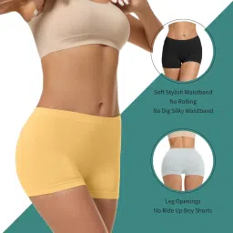 regalia procot Women's High Coverage Mid Waist Boy Leg Underwear Antibacterial Stretch Cotton Boy Shorts for Women | Long Panty | Boxer for Girls image 2