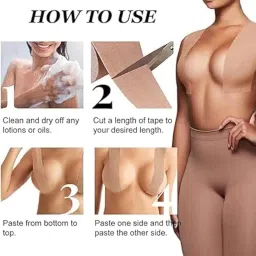 veqqiste Breast Lift Boob Tape for Every-Day Support Waterproof, Sweat Proof, Skin Friendly and Invisible Under Clothing image 4