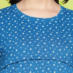 9shines label Women's Maternity Feeding Top with Horizontal Zip for Easy Nursing | Hosiery Cotton Nursing Dress for Women| Multi Purpose Feeding & Maternity Top for Mothers | (9SMT-New) image 2