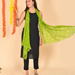 hella fashions Chiffon Dupatta for Women's| With all over Bandhej Crafted | Tye&Dye Work with Designer Matching Scallop Lace| Perfect Ethnic Wear, Casual Wear| 2.25 Meters image 2