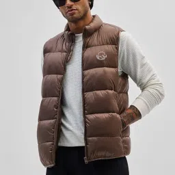 snitch Brown Sleeveless Puffer Vest image 1