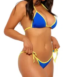 fine stitching Women's Extreme Micro Halter Triangle Bikini Set image 3
