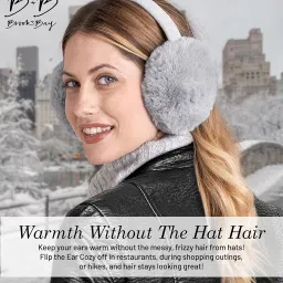 brook + bay Womens Ear Muffs - Winter Ear Warmers/Covers - Cable Knit Furry Fleece Earmuffs for Cold Weather image 5