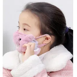 tradehub Reuseble Mask For Kids, Girl's and Boys' Warm Winter Face Mask with Plush Ear Muffs Covers (4 Years to Adult Years) image 5