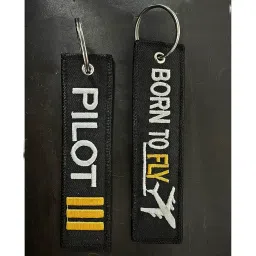 Pilot 3 Bar/Born to Fly Keychain (Black) image 1