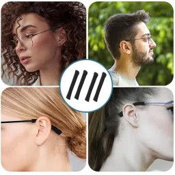 denmile 2 Pairs of Eyeglasses Grips Black Temple Sleeves Specs Holder Strap Temple Tips for Glasses Ear Grip for Spectacles Spectacle Holder Eye Glass Holder Glasses Holder Ear Grip for Spectacles image 4