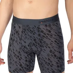 damensch Men’s Zero Ride up DEO-Soft Anti-Bacterial Printed Boxer Briefs- Dashed Silver, Hybrid Grey- Large image 1