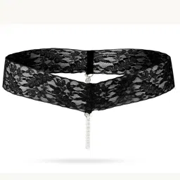 velura 3x Women Crotchless Panties Sheer Lace Thong Underwear Pearls Strings Black1 Piece Thong Underwear for Women3 PackPanties Womens Clothing Clothing Shoes Accessories image 3