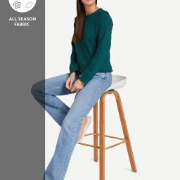 amazon brand - symbol Women Cotton Blend Round Neck Regular Fit Cropped Sweatshirt (Pullover) image 2