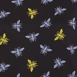 clovia Women's Cotton Dragonfly Print Short Night Dress with Pocket in Black image 5