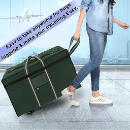 storite Canvas 73 Cm Large Strong Travel Carry_On_Luggage With Six Wheels & Front Transparent Pocket (73 X 27.5 X 45 Cm, Green) image 5