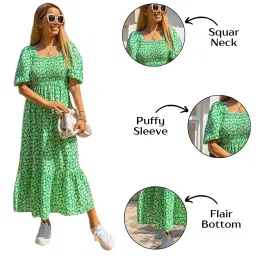 sheetal associates Women's Casual Flower Print Puff Sleeves Maxi Dress - Pack of 1 image 5