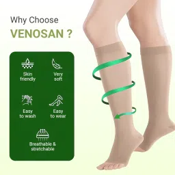 VENOSAN 6000 Classic Medical Compression Support Stockings for Varicose Veins, Leg Circulation & Pain Relief, Class 2, Open Toe, Ideal for Men & Women, Below Knee, 23-32 mmHg image 1