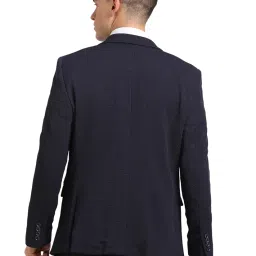 turtle Men Knitted Self Design Navy Blue Blazer||Men's Blazer image 1