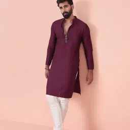 kisah Mens Kurta|Blended Fabric Solid Pattern Fashionable Mens Ethnic Wear|Regular Fit Mandarin Collar Long Sleeves image 5