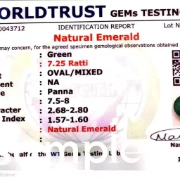 kirti sales GEMS Zambian 4.00 Carat Emerald Stone with Lab Certified Card & Guarantee Card Emerald Stone/Original Emerald Gemstone/Panna Stone Natural Certified image 2