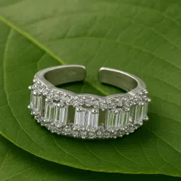 bonnt jewellery Elegant Floral AD Ring – Free Size Adjustable Ring, Silver Sparkle Ring for Women and Girls image 5