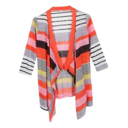 club bollywood LICHTS®Women's 3/4 Sleeve Irregular Stripe Open Front Shawl Kimono Cardigan Red XL |Clothing Shoes & Accessories | Womens Clothing | Sweaters image 3