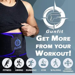Sweat Belt, Waist Trimmer Belt for Women & Men, Slimming Belt for Jogging, Walking, Workout, Stomach & Back Support, Sauna Belt Support to Weight Loss Blue and Black image 1