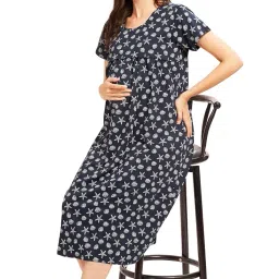 av2 Women Cotton Printed Maternity Nursing & Feeding Relaxed Fit Nighty -3147 image 4