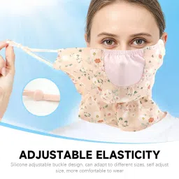 palay Face Mask for Women Sun Protection, Floral Print Face Cover for Women, Breathable Reusable Mask for Bikers, Driving, Cooking (Extender Front Hem, Adjustable Earloop) image 5