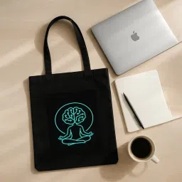 kirmada Cybernetic Brain Gamer Quote Tote Bag for Tech Lovers | Black Cotton A4 Size Tote Bag with Zip for School, Office & Daily Use | 16x14 Inch | Geek Gift for Gamers image 3