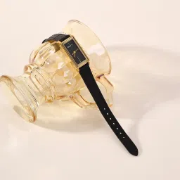 salty Water Resistant Black Leather Strap Watch for Women & Girls | Adjustable Fancy Design | Latest Fashion Accessories for Girls | Minimal Watch | Stylish Women's Wrist Watch | Ideal for Gifting image 3