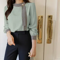 gg style Women Western Printed Cuff Collar Tops image 3