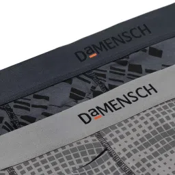 damensch Men’s Zero Ride up DEO-Soft Anti-Bacterial Printed Boxer Briefs- Dashed Silver, Hybrid Grey- Large image 5