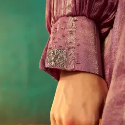 arangya Women's Short Kurta Set with Trendy Balloon Sleeve Gathered Detailing l Elegant Co Ord Set for Women image 4