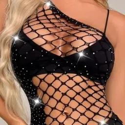 veostory Women's One Piece Leather Teddy Bodysuit Sheer Lingerie Skirt Black image 2