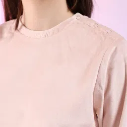 freehand Women Pink Round Neck Top and Pant Co-Ords Set (Ligth Pink_S) image 2