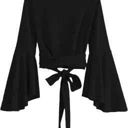 tashvika's Women's Long Sleeve V Neck Tie Knot Wrap Blouse Top image 1