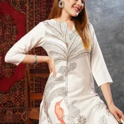 gosriki Women's Cotton Blend Straight Printed Kurta with Pant image 4