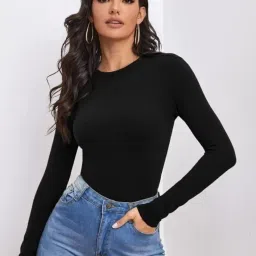 dream beauty fashion Polyester Blend Women's Casual Round Neck Long Sleeves Stylish Slim Fit Top, 23" Inches (Top-461 to 470 & 513) image 1