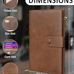 fedus Premium Passport Holder for Men, Passport Holder for Women Passport Cover Case Wallet with Card Holder, RFID Protected Travel Accessories Organiser, Brown, Faux Leather image 2