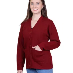 le arc Women Woolen v-Neck Cardigan Sweater for Winter wear with Front Pockets image 1