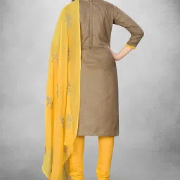 panzora Women's Cotton Slub Printed And Pom Pom Work Unstitched Salwar Suit Dress Material image 3