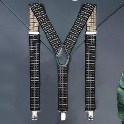 peluche Checks & Checks Black Coloured 3.5cm strap width suspender for men image 1