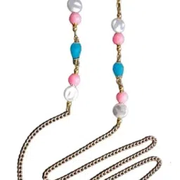 BARBUDDY weight Acrylic Beads Small Golden Spectacle Chain For Women Chain Lanyard String for Eyewear Frames, Specs, Reading Glasses, Sunglasses, Goggles and Eyeglasses image 2