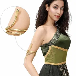 via mazzini Gold Plated Viper Snake Twist Luxe Bendable Adjustable Multi-Use Bend-And-Wrap Choker Necklace, Bracelet, Armlet, Anklet, Belt for Women And Girls (NK1293) image 5