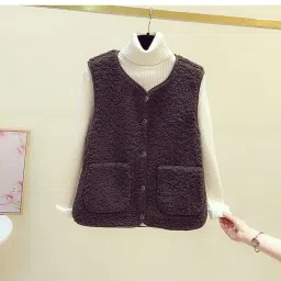 club bollywood The Style SutraWomens Fleece Vest Soft Comfortable Warm Sleeveless for Autumn Spring Coffee|Clothing Shoes & Accessories | Womens Clothing | Coats & Jackets image 2