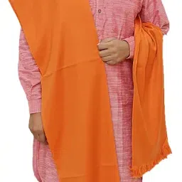 sprha Solid Orange/Bhaghwa/Kesari color pure wool premium fabric warm Men's Lohi/Stole/Shawl Size 50X100 Inch SWL 22193 image 3