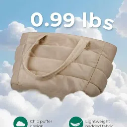 prplet Tote Bag for Woman | Lightweight Puffy Shoulder Handbag with Multi Compartment | Travel, Office, Gym & Daily Use | Durable Taslan Fabric image 4