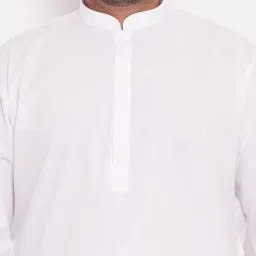vastramay plus Men's Cotton Kurta || Plus Size Classic White Cotton Kurta || Elegant For Holi & EID Celebration image 3