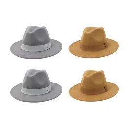 myaddiction 4pcs Church Fedora Hat Ribbon Band Belt Winter Outdoor Light Gray Beige image 1