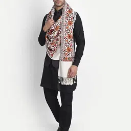 zamour Men's Traditional Kashmiri Lohi Stole Punjabi with Embroidery Patterns 80 inches x 30 inches image 4