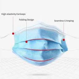 Surgical mask Disposable Masks 3 ply layer with nose clip Meltblown Ultrasonic Use and Throw Unisex Masks Pack of 100 Pcs Pin Certified by CE ISO GMP(100-Blue, Cotton, Without Valve) image 3